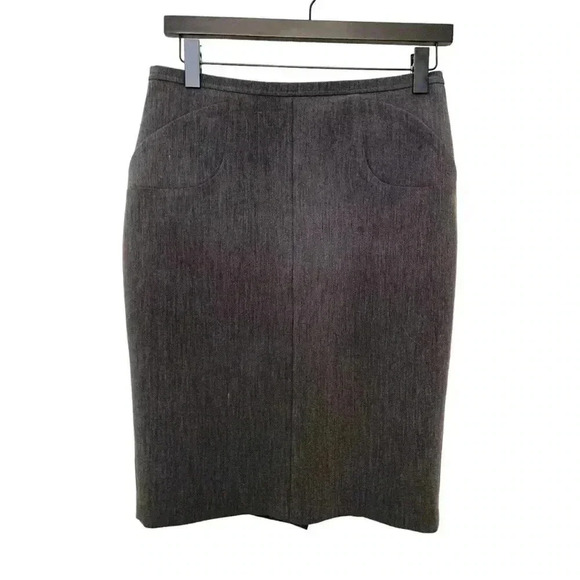 Femme  charcoal grey pencil skirt w 2 front pockets and back zipper & slit - Picture 1 of 8